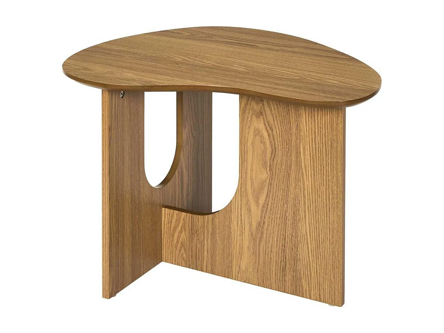 Table d'appoint forme organique et piètement graphique en MDF aspect chêne - KALIOPE