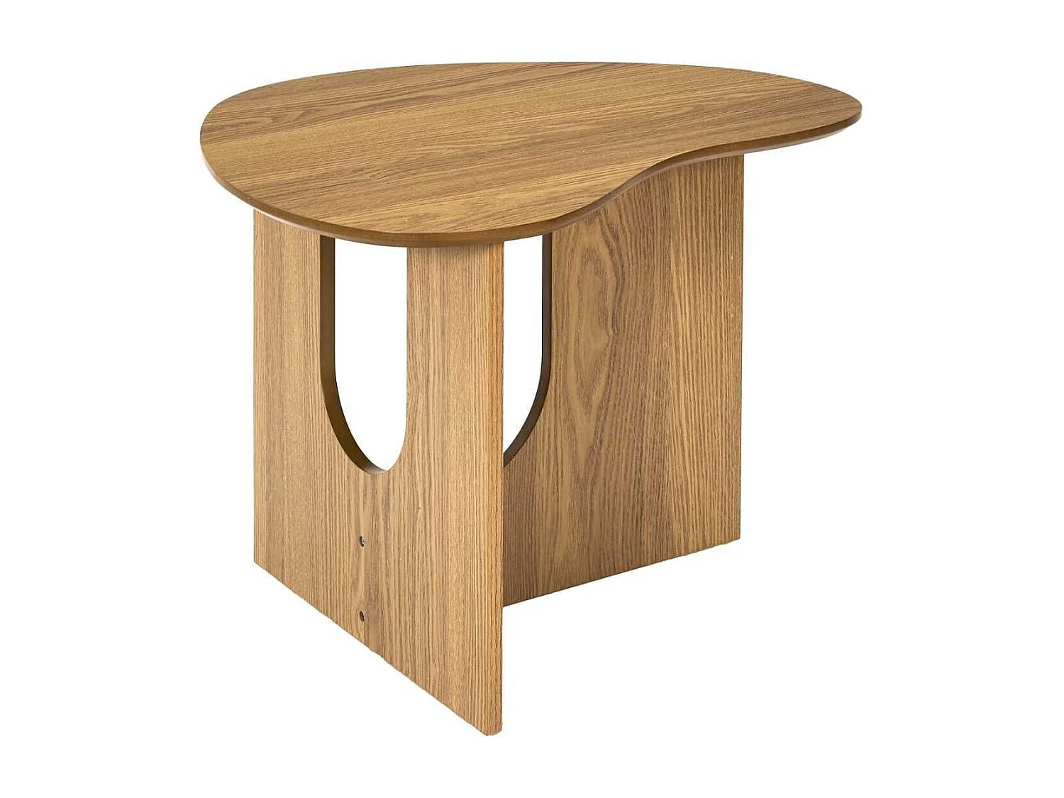 Table d'appoint forme organique et piètement graphique en MDF aspect chêne - KALIOPE