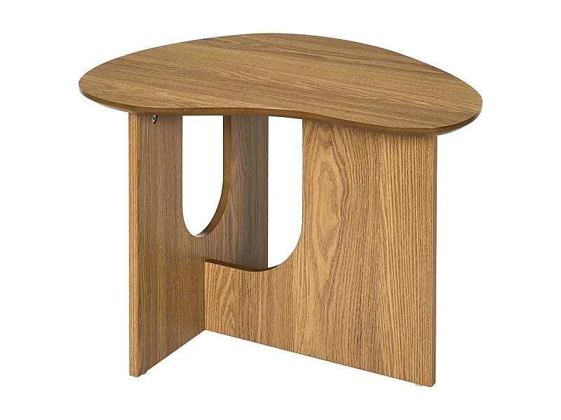 Table d'appoint forme organique et piètement graphique en MDF aspect chêne - KALIOPE