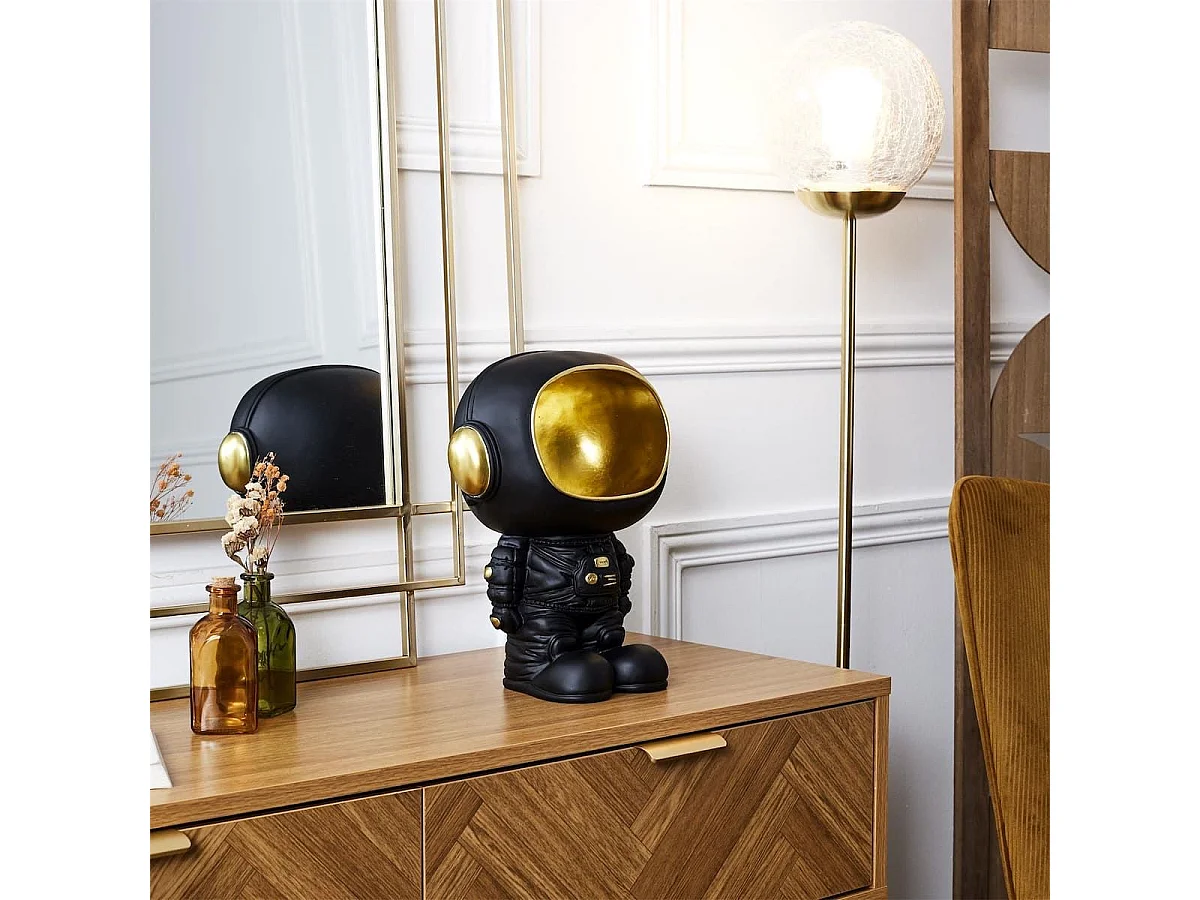 Vide-Poche astronaute en polyrésine noir et dorée