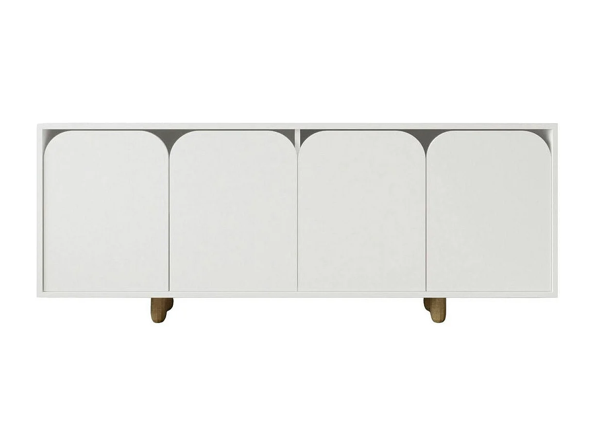 Buffet blanc moderne 4 portes courbes 180 cm VAREN