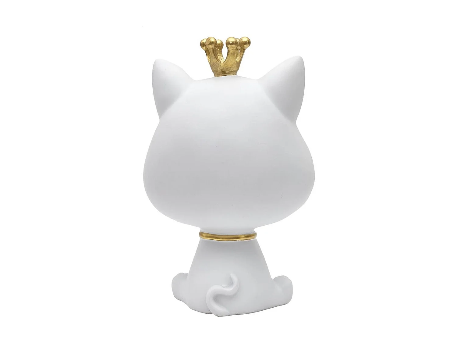 Vide-Poche chat bouche ouverte en polyrésine blanc et dorée