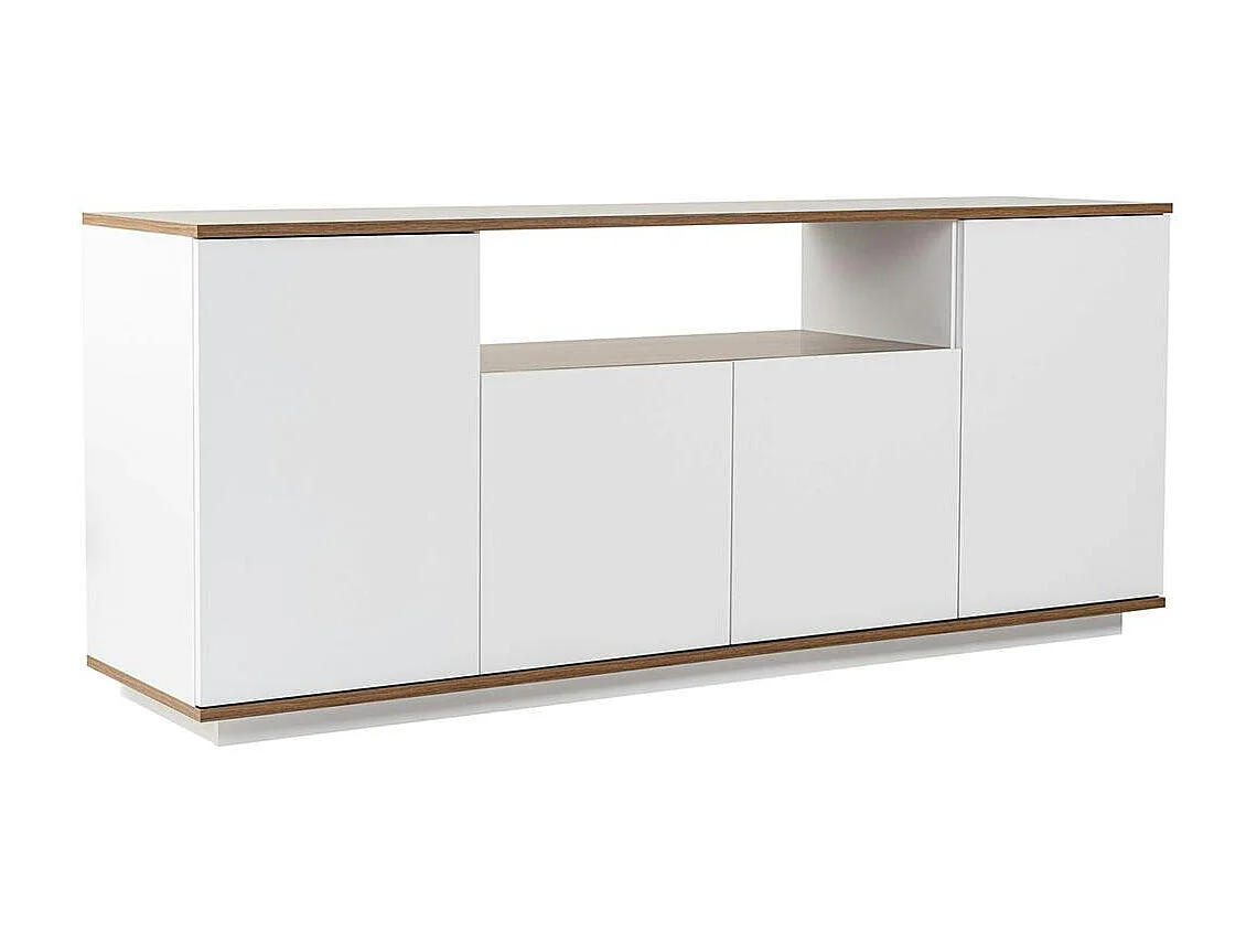 Buffet salle à manger blanc & effet noyer, niche centrale MARFA