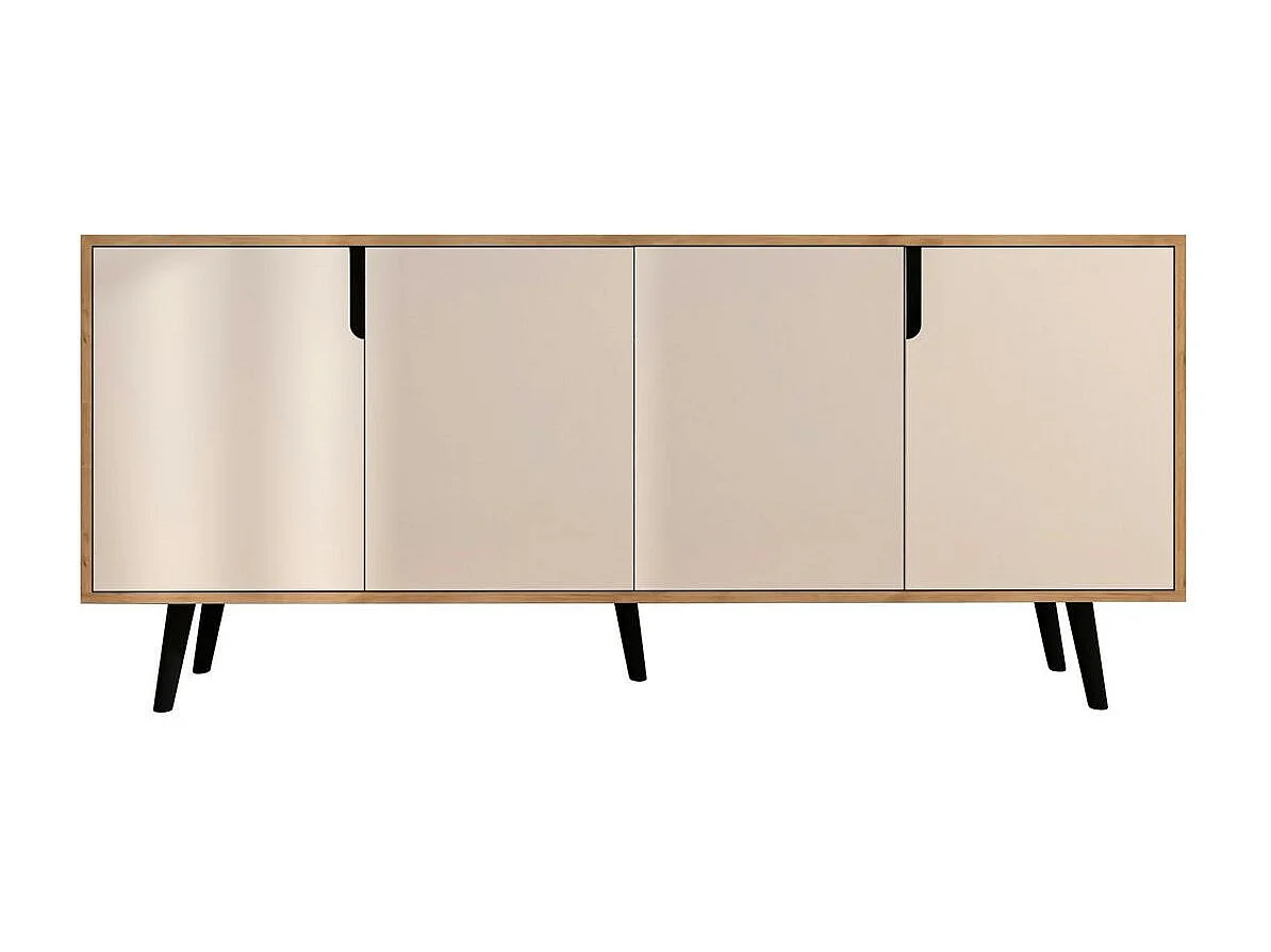 Buffet salle à manger 4 portes blanches et effet bois MARFA