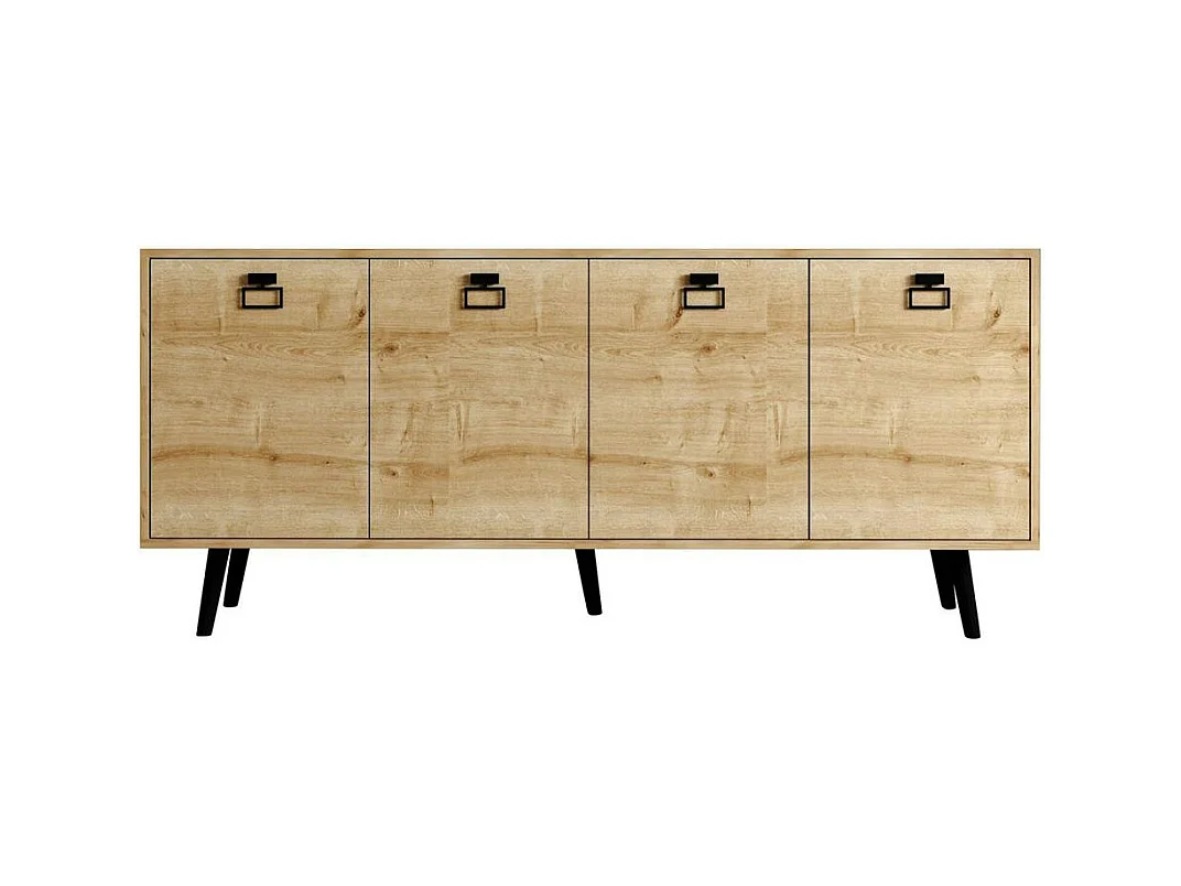 Buffet salle à manger effet bois et poignées noires MARFA