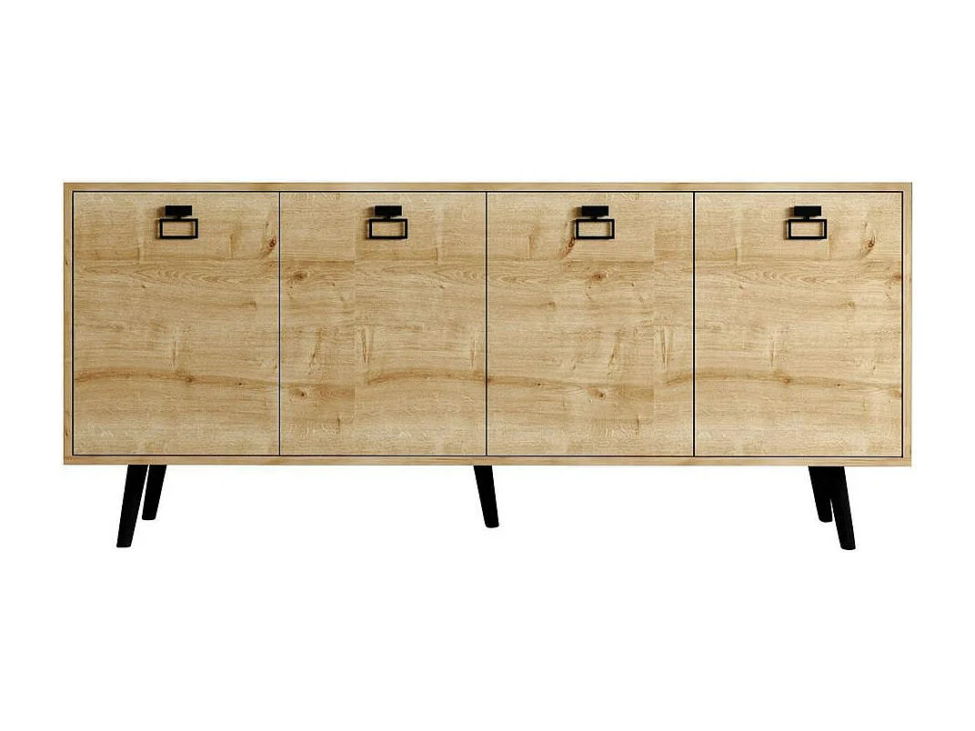 Buffet salle à manger effet bois et poignées noires MARFA