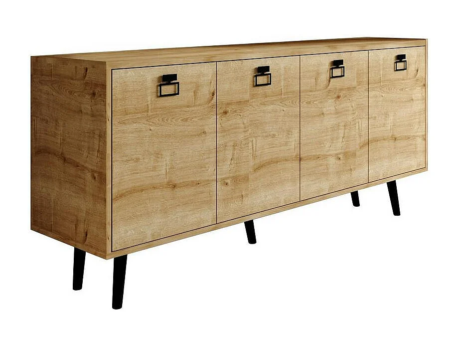 Buffet salle à manger effet bois et poignées noires MARFA