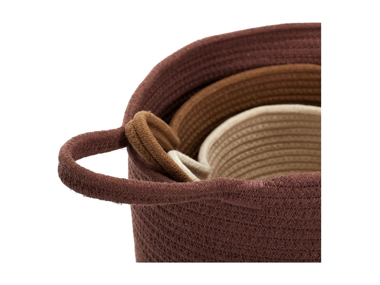 Lot de 3 Paniers Tressés Terracotta Marron et Blanc Crème - BRENDA