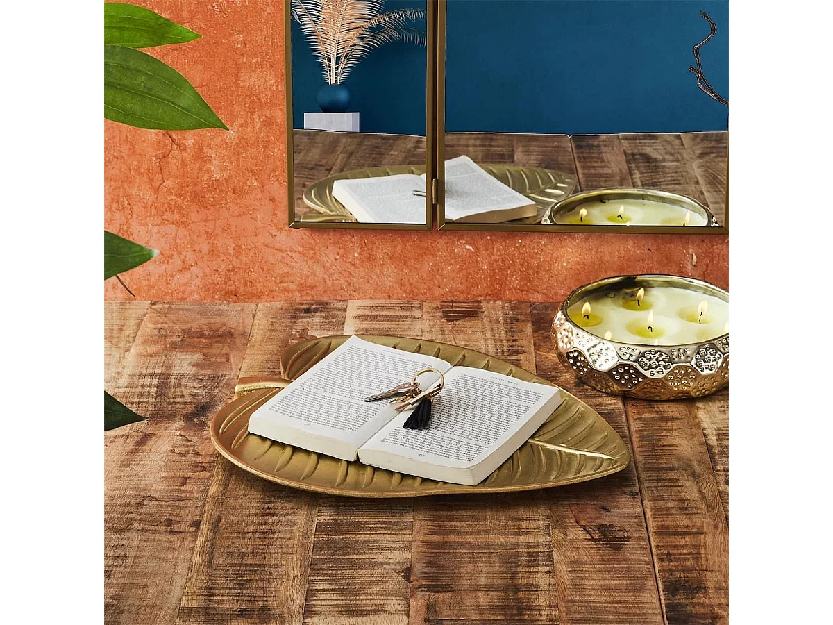 Vide-Poche en bois feuille Dorée 30,4cm