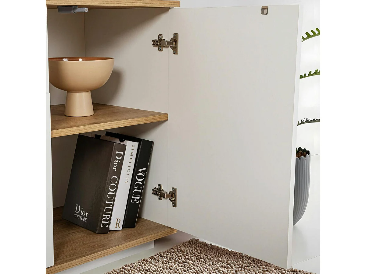 Buffet salle à manger blanc & effet bois, niche centrale MARFA