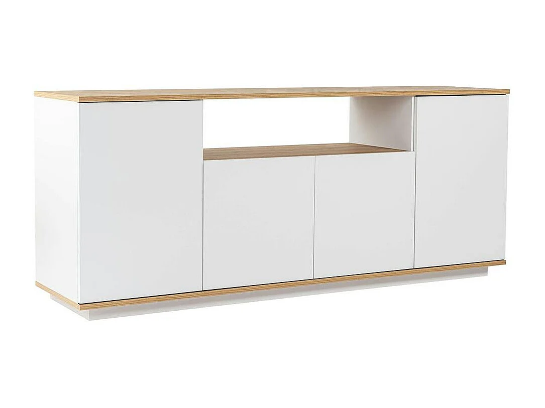 Buffet salle à manger blanc & effet bois, niche centrale MARFA