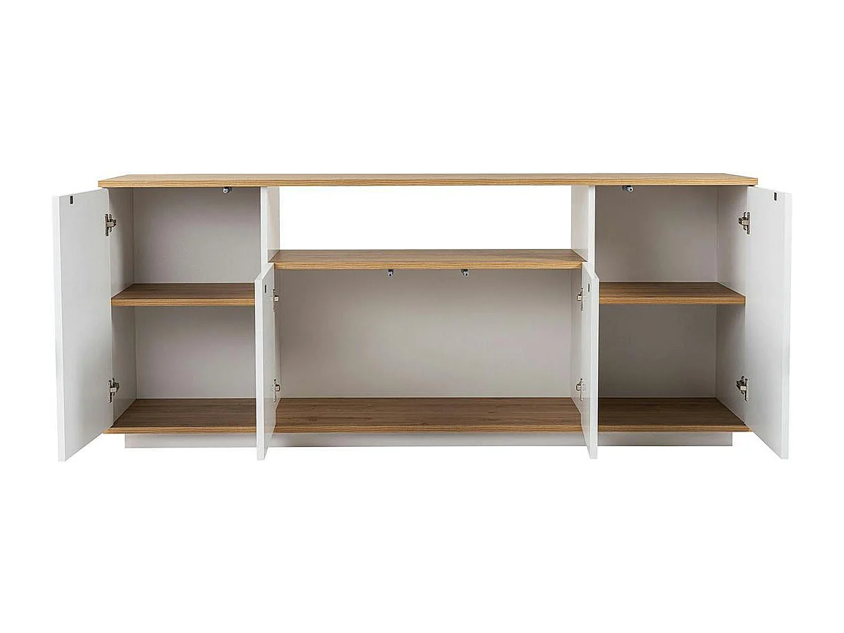 Buffet salle à manger blanc & effet bois, niche centrale MARFA