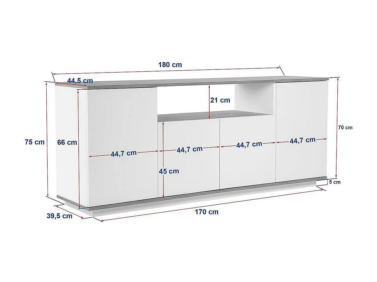 Buffet salle à manger blanc & effet bois, niche centrale MARFA