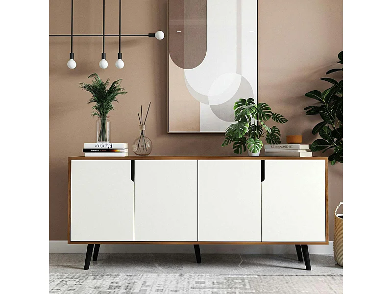 Buffet de salle à manger vintage 4 portes blanches MARFA