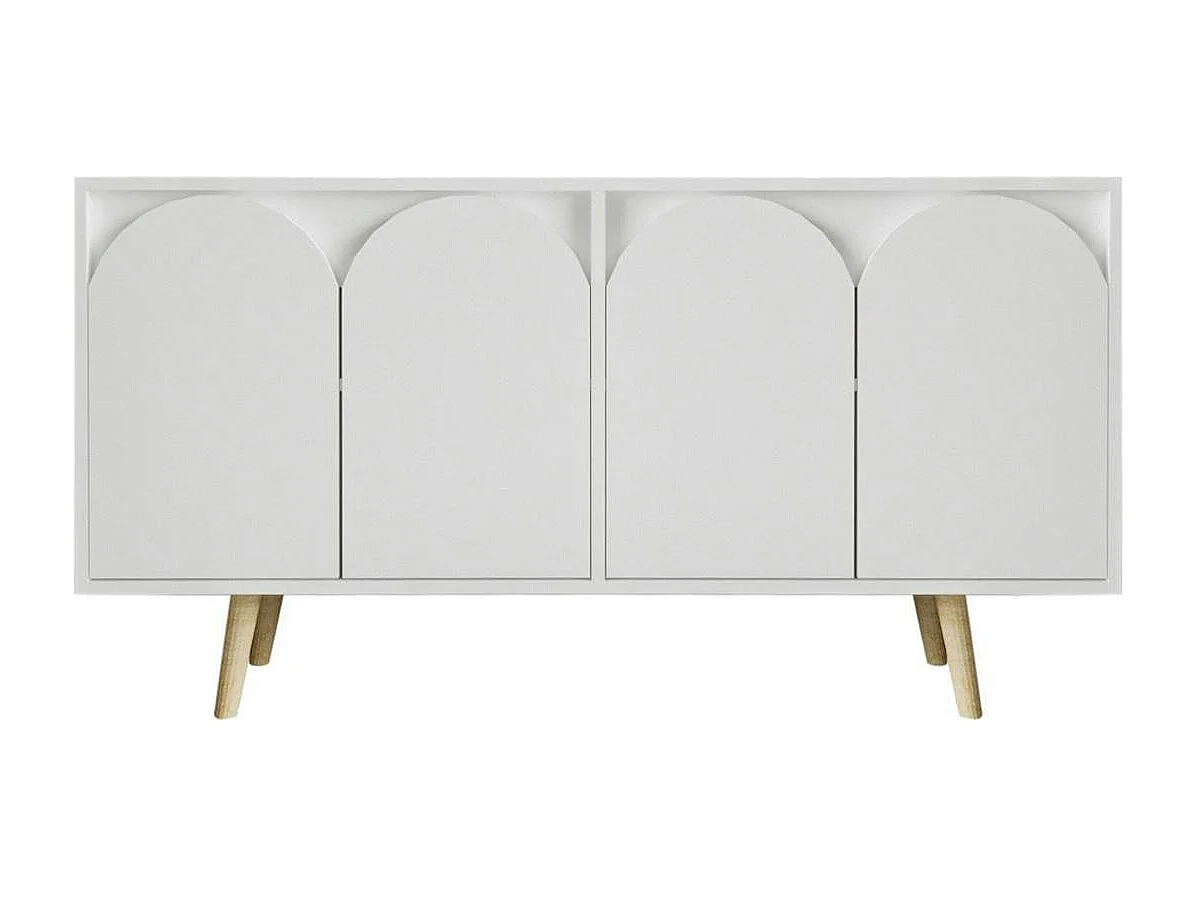 Buffet salle à manger blanc 4 portes courbes VAREN