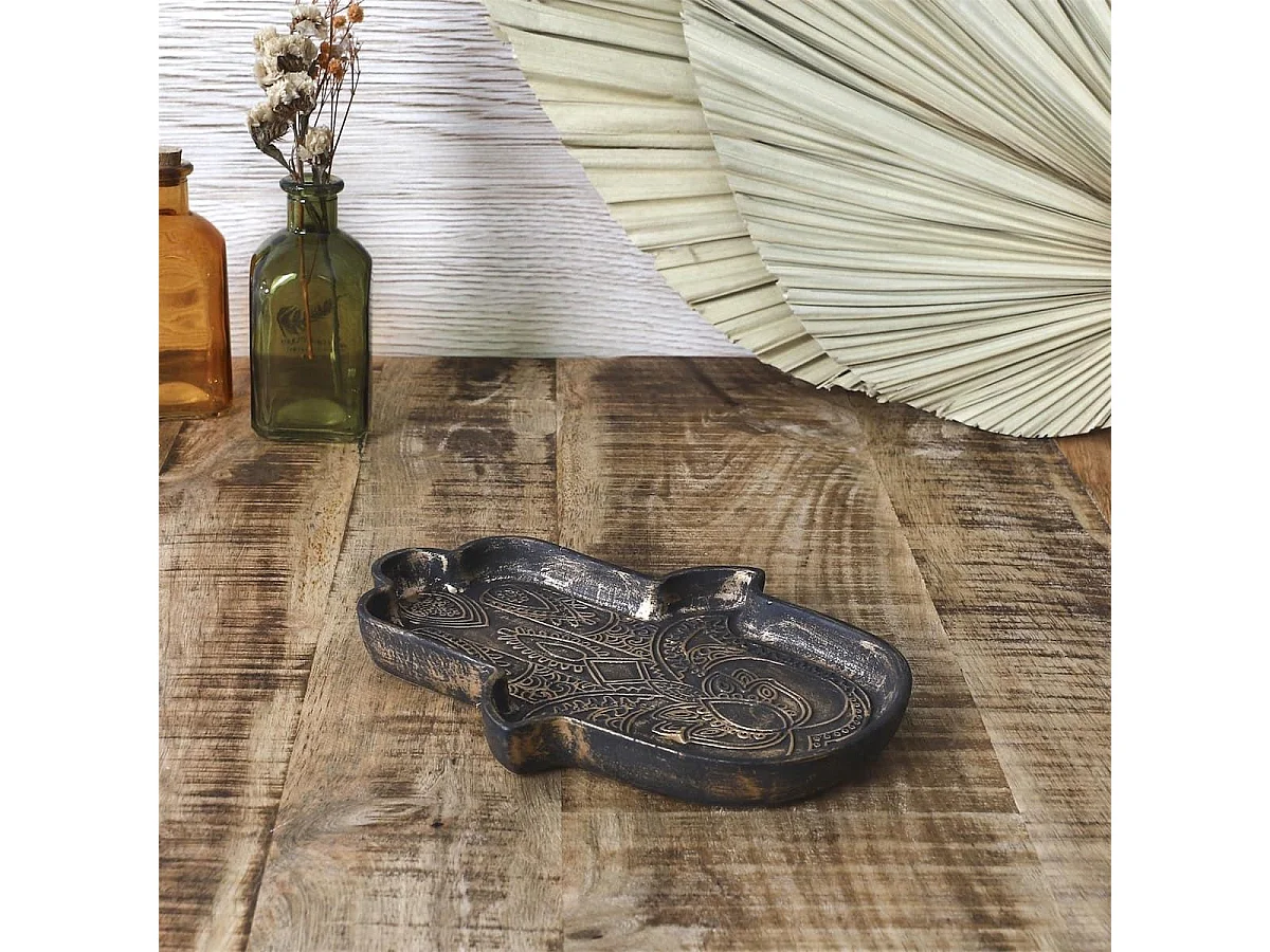 Vide-poche main de fatma finition argentée en céramique