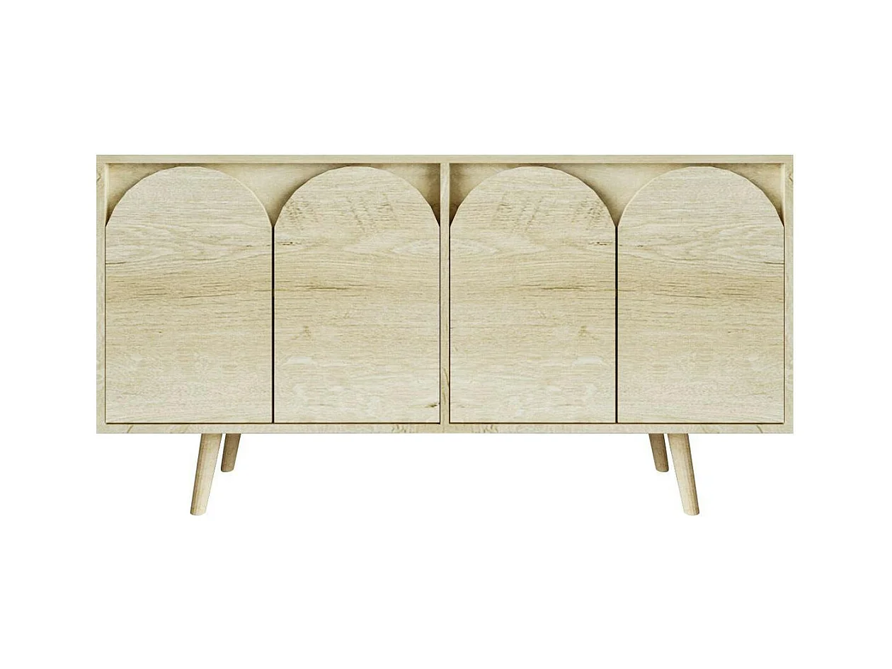 Buffet salle à manger 4 portes courbes effet bois VAREN