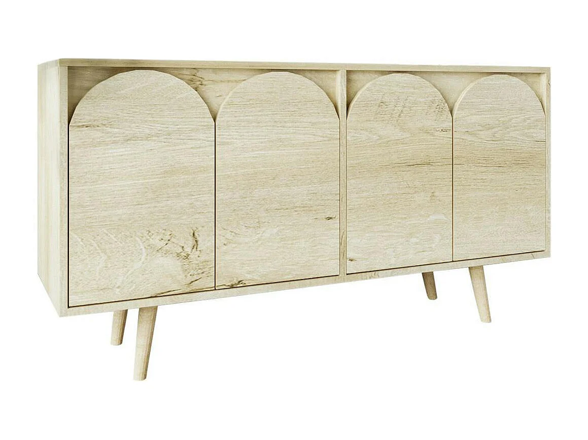 Buffet salle à manger 4 portes courbes effet bois VAREN