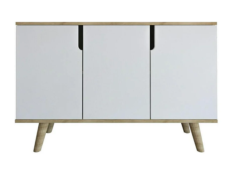 Buffet salle à manger moderne effet bois portes blanches MARFA