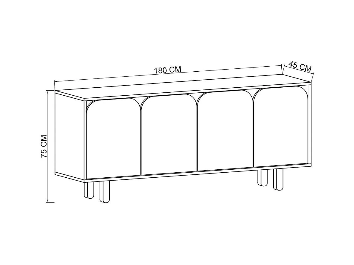Buffet bas moderne effet bois 4 portes anthracites VAREN