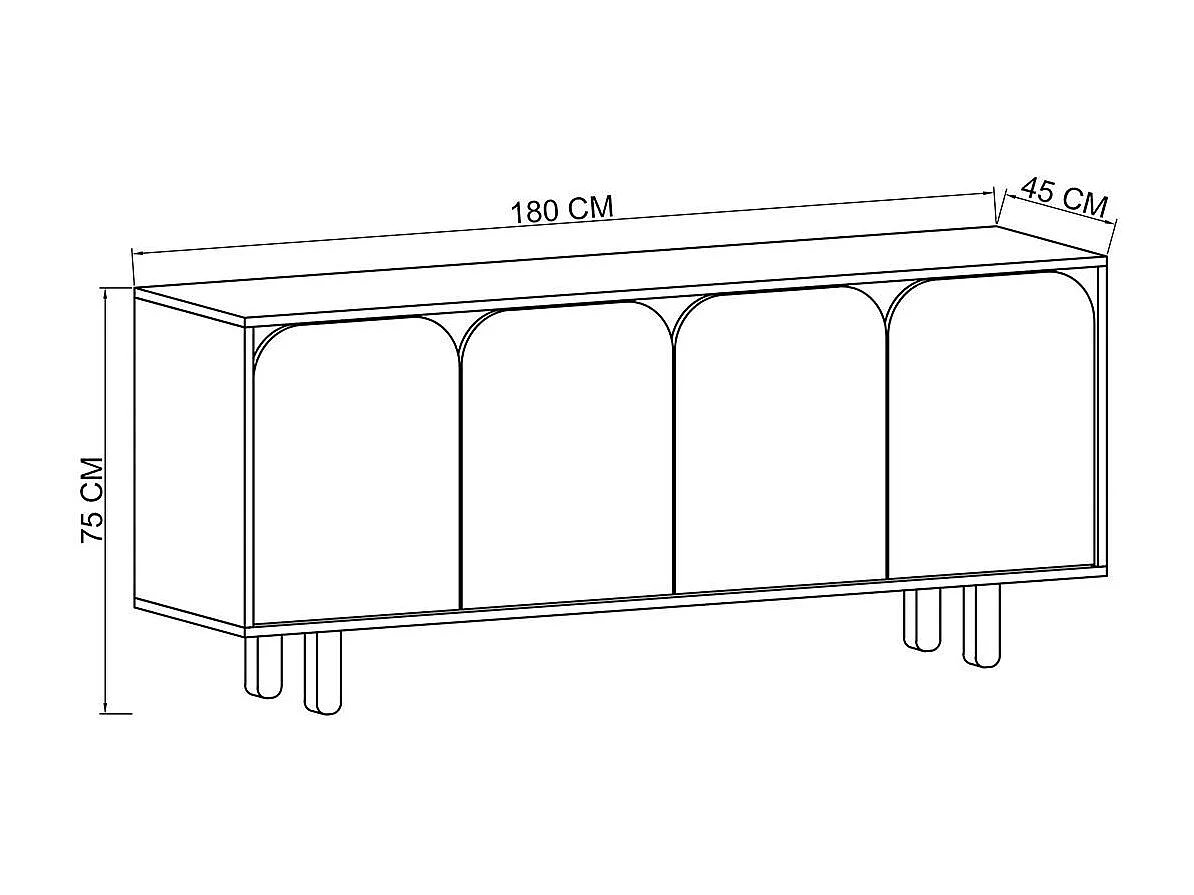 Buffet bas moderne effet bois 4 portes anthracites VAREN