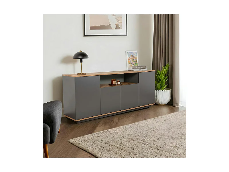 Buffet salle à manger moderne gris avec niche centrale MARFA