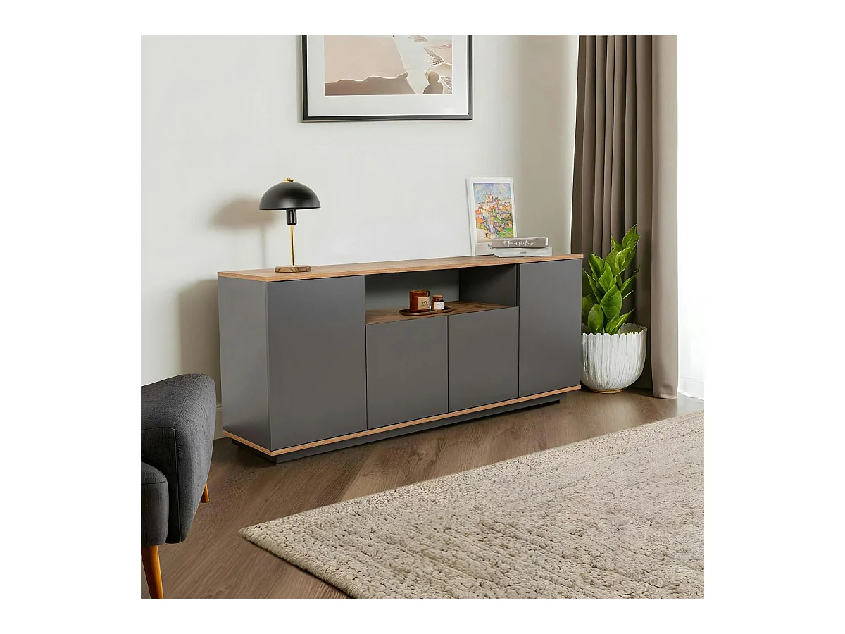 Buffet salle à manger moderne gris avec niche centrale MARFA
