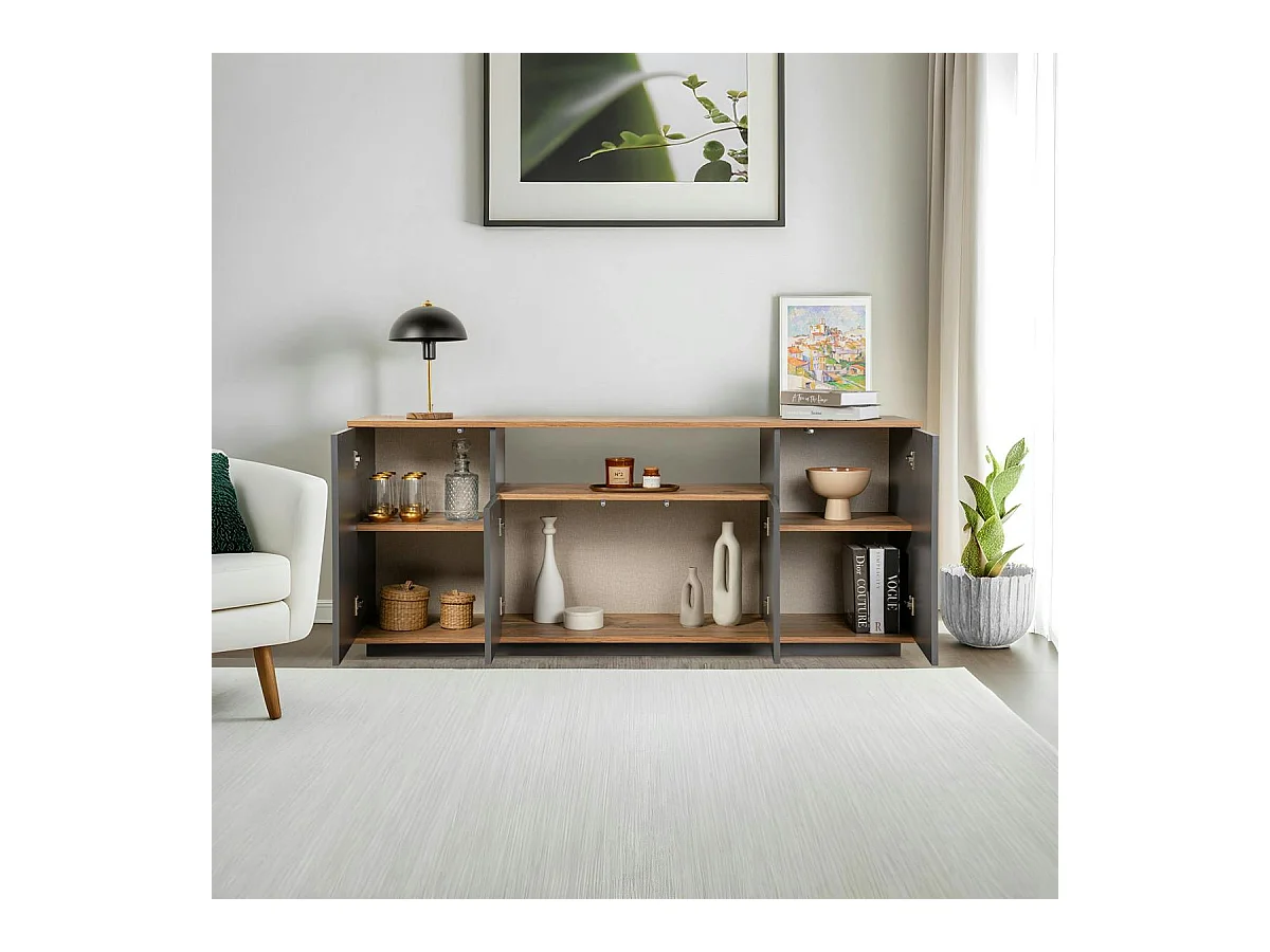 Buffet salle à manger moderne gris avec niche centrale MARFA