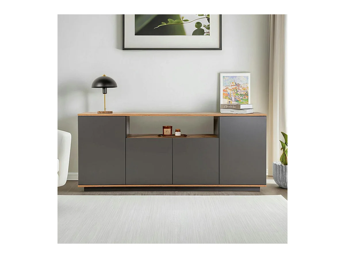 Buffet salle à manger moderne gris avec niche centrale MARFA