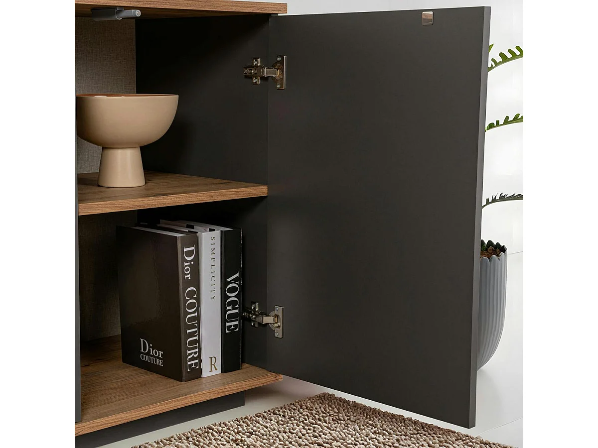 Buffet salle à manger moderne gris avec niche centrale MARFA