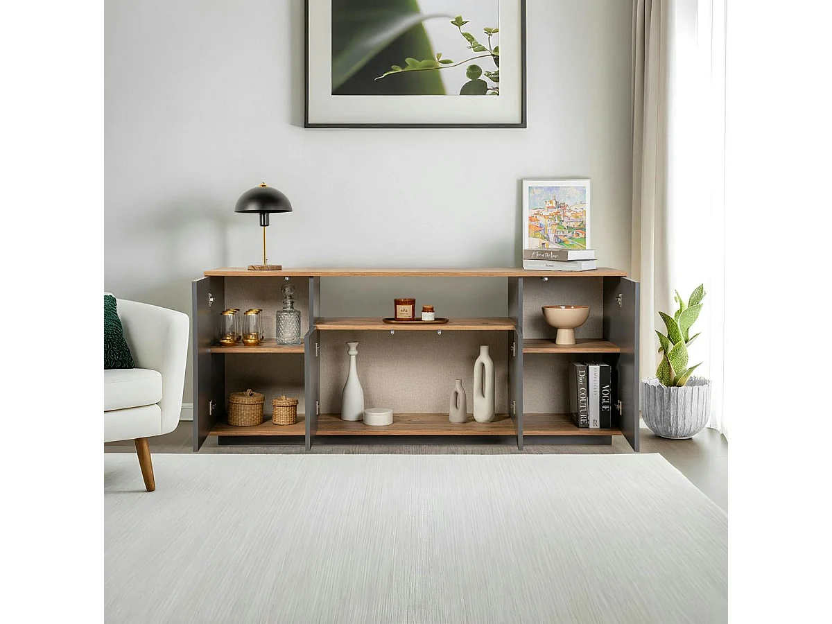 Buffet salle à manger moderne gris avec niche centrale MARFA