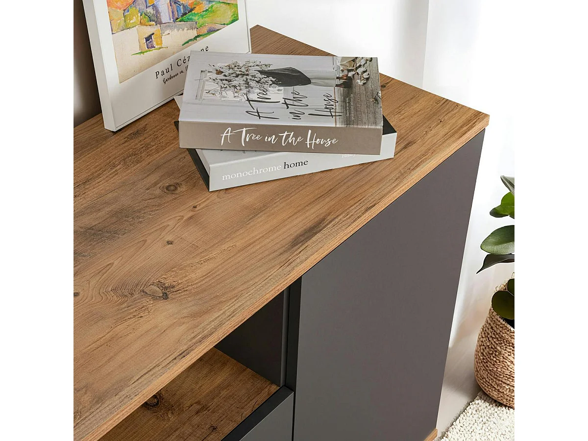 Buffet salle à manger moderne gris avec niche centrale MARFA