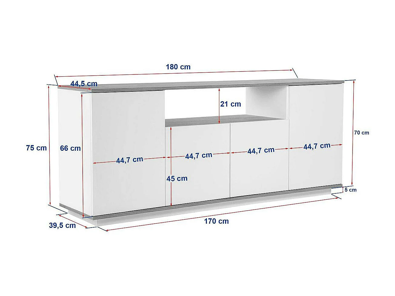Buffet salle à manger moderne gris avec niche centrale MARFA