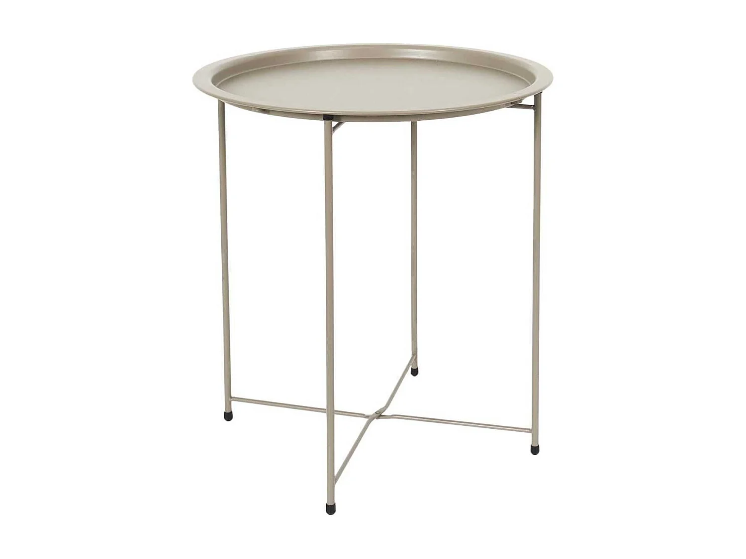 Table d'appoint en métal beige avec plateau amovible - SELENA