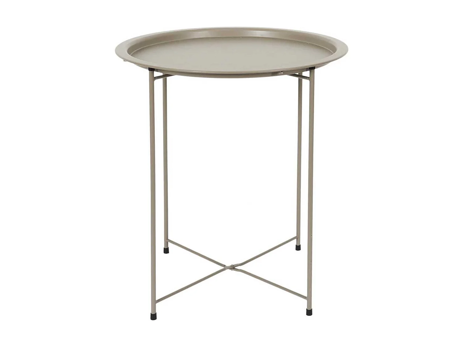 Table d'appoint en métal beige avec plateau amovible - SELENA