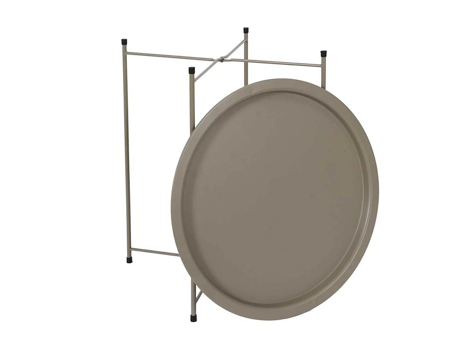 Table d'appoint en métal beige avec plateau amovible - SELENA