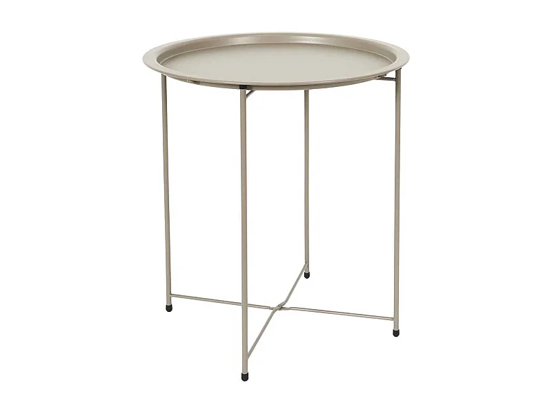 Table d'appoint en métal beige avec plateau amovible - SELENA