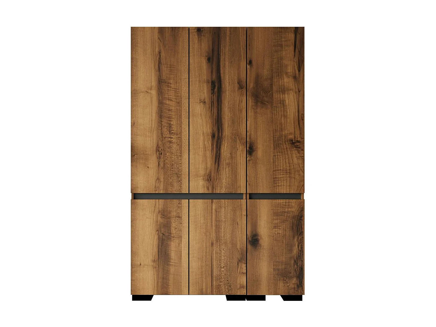 Armoire penderie 3 portes, effet noyer détail gris BYRON