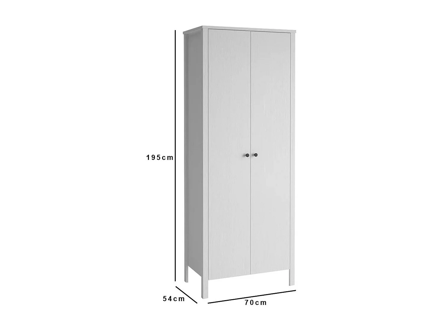 Armoire étroite blanche 2 portes, 10 étagères BYRON