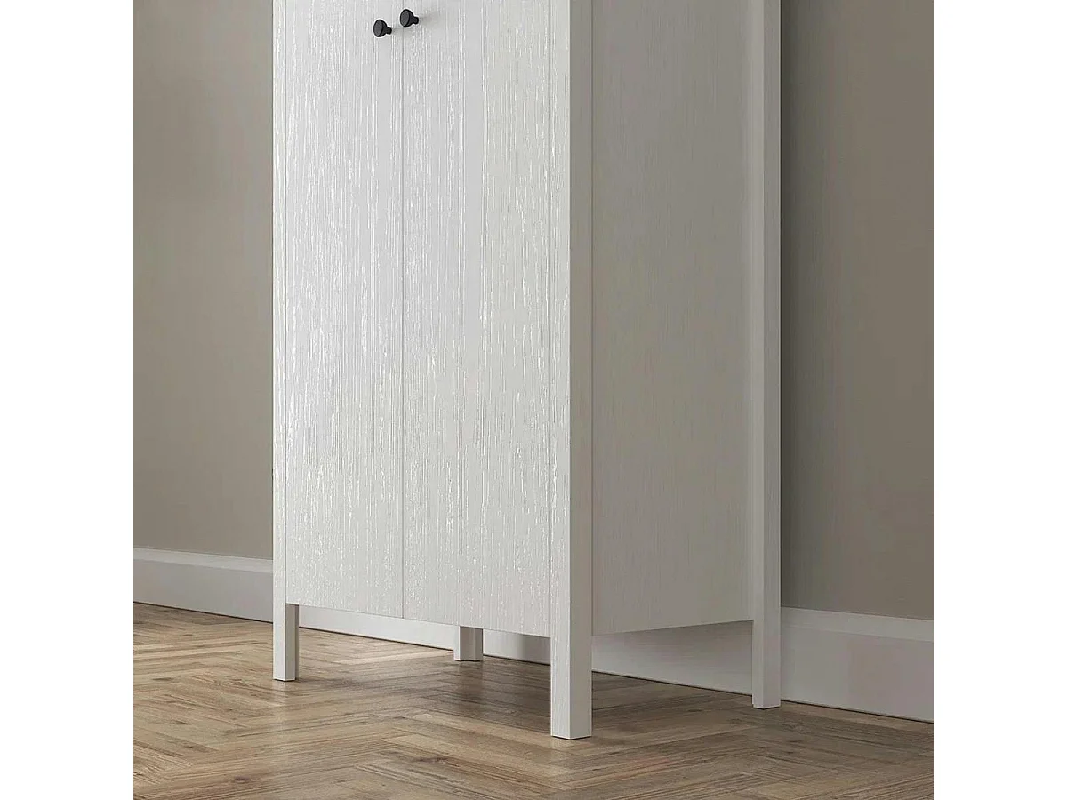 Armoire étroite blanche 2 portes, 10 étagères BYRON