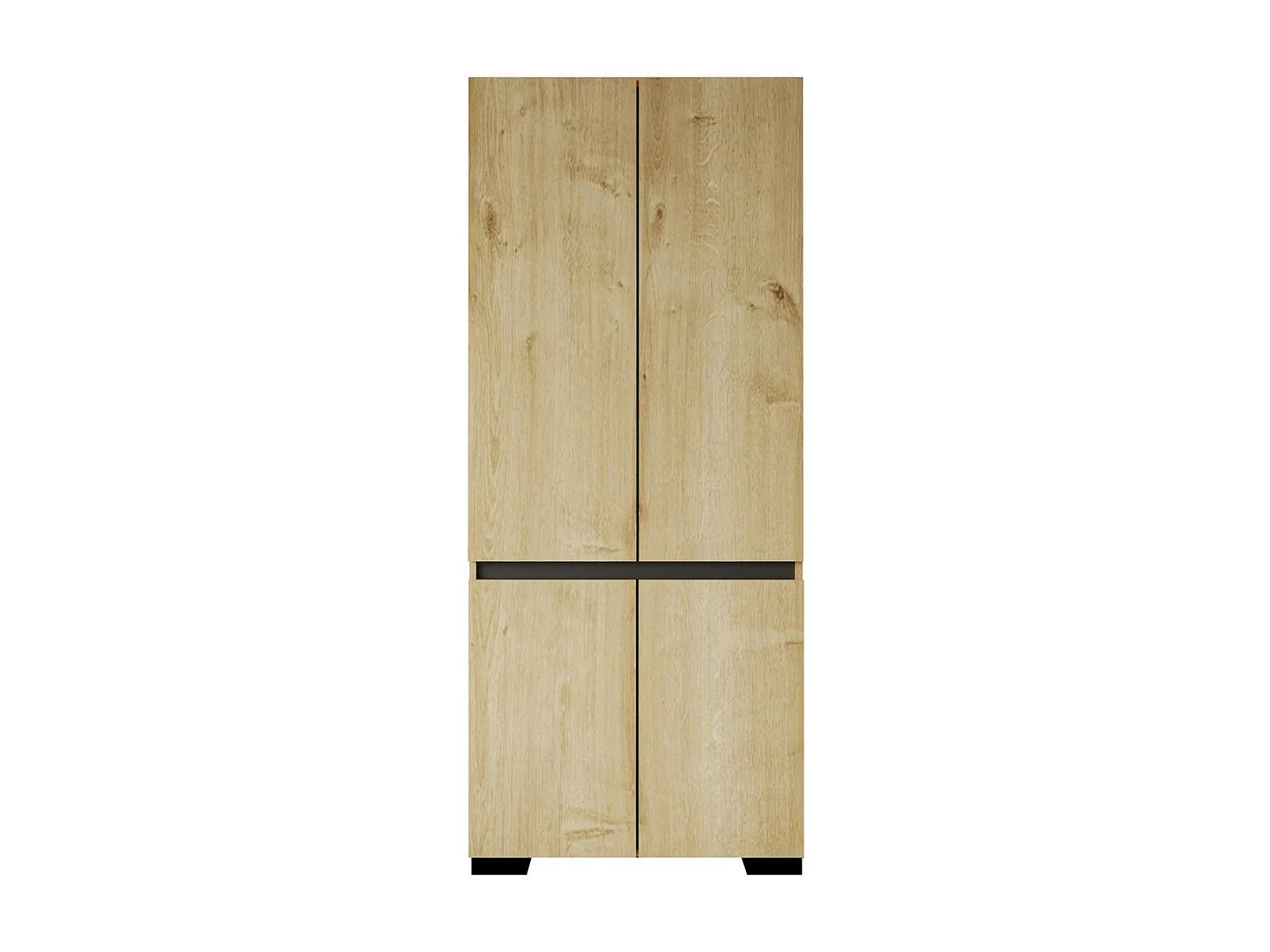 Armoire penderie 2 portes effet bois détail gris BYRON