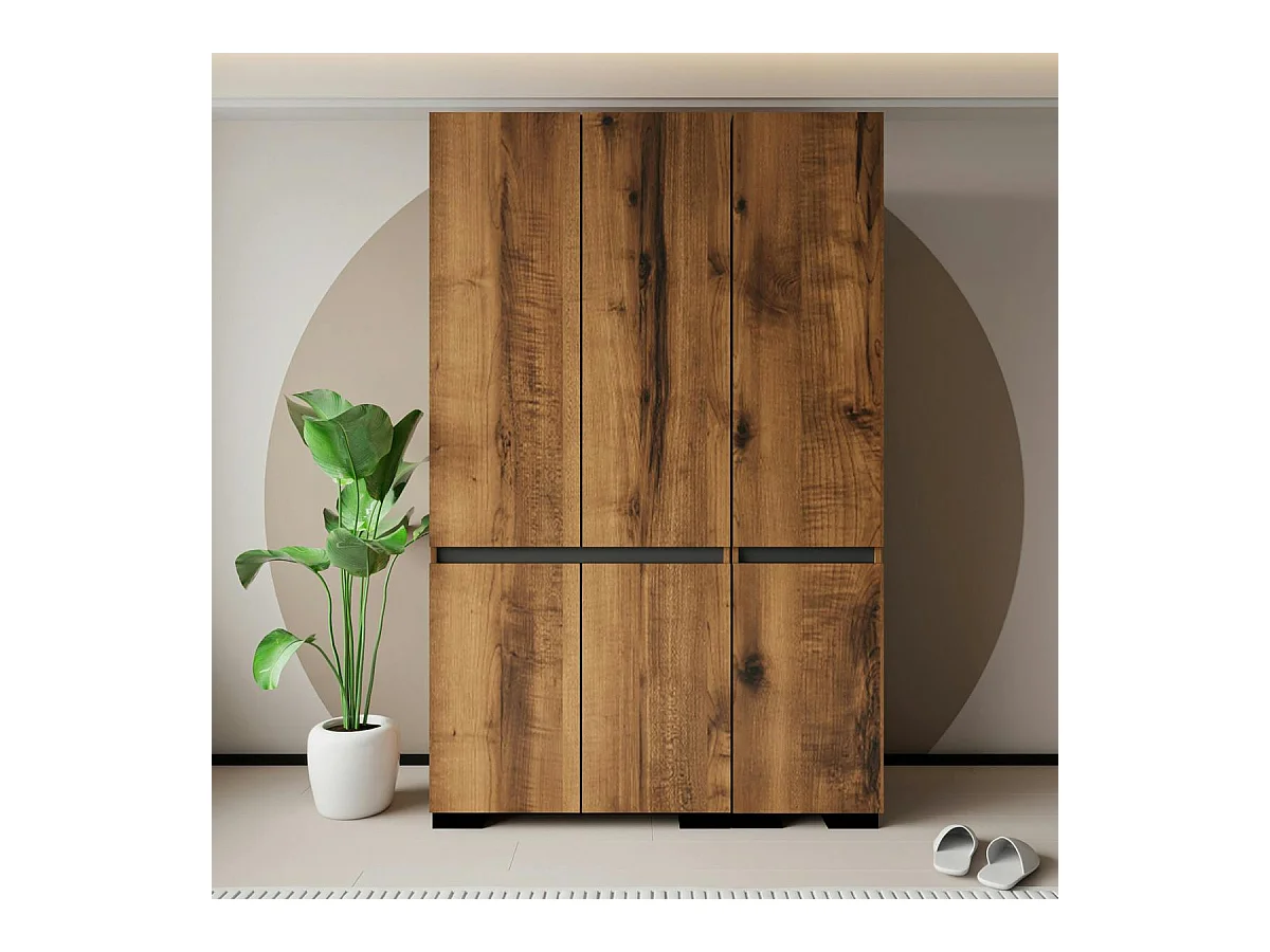 Armoire penderie 3 portes effet noyer, 1 tringle BYRON