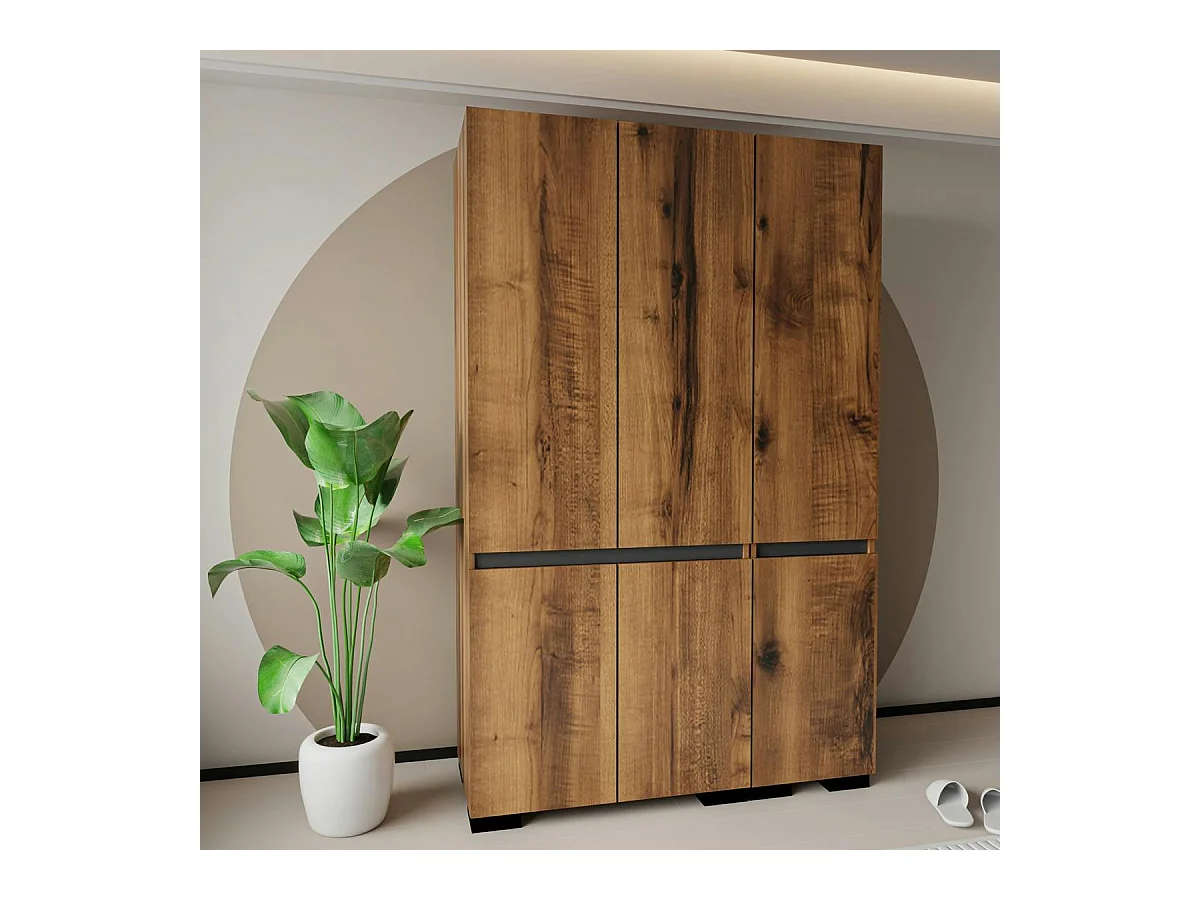 Armoire penderie 3 portes effet noyer, 1 tringle BYRON