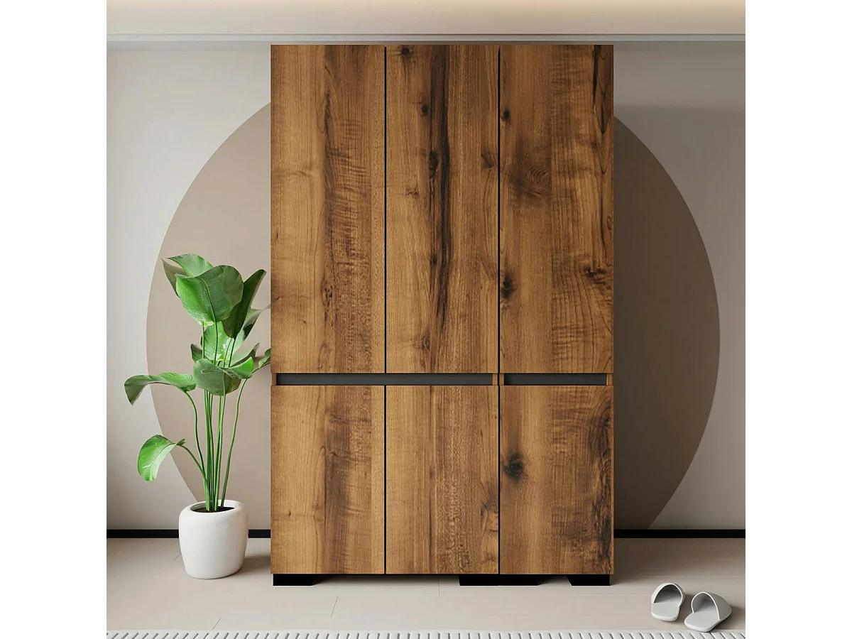 Armoire penderie 3 portes effet noyer, 1 tringle BYRON