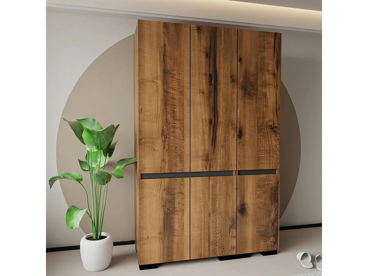 Armoire penderie 3 portes effet noyer, 1 tringle BYRON