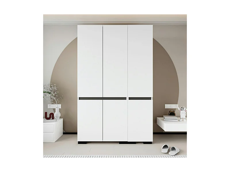 Armoire penderie blanche, 3 portes 1 tringle BYRON