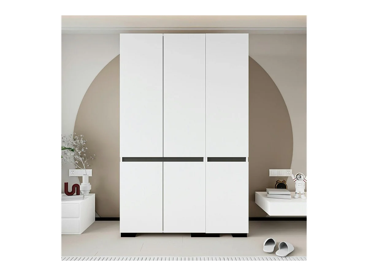 Armoire penderie blanche, 3 portes 1 tringle BYRON