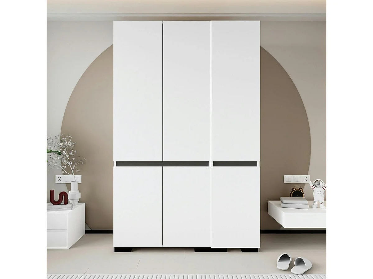 Armoire penderie blanche, 3 portes 1 tringle BYRON