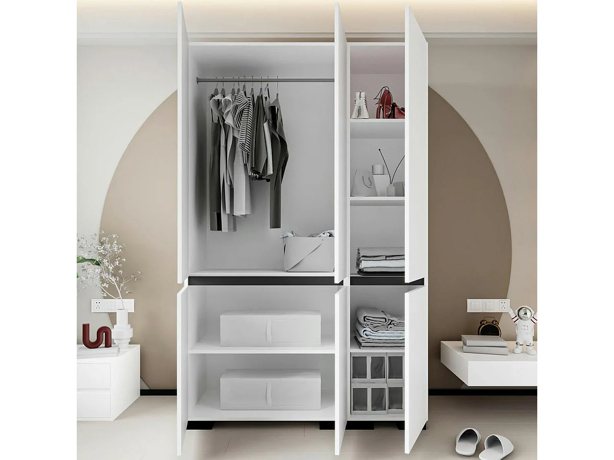 Armoire penderie blanche, 3 portes 1 tringle BYRON