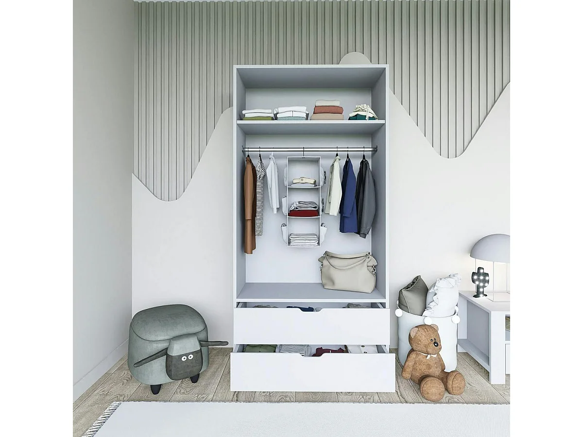 Armoire penderie blanche 2 portes, style moderne BYRON